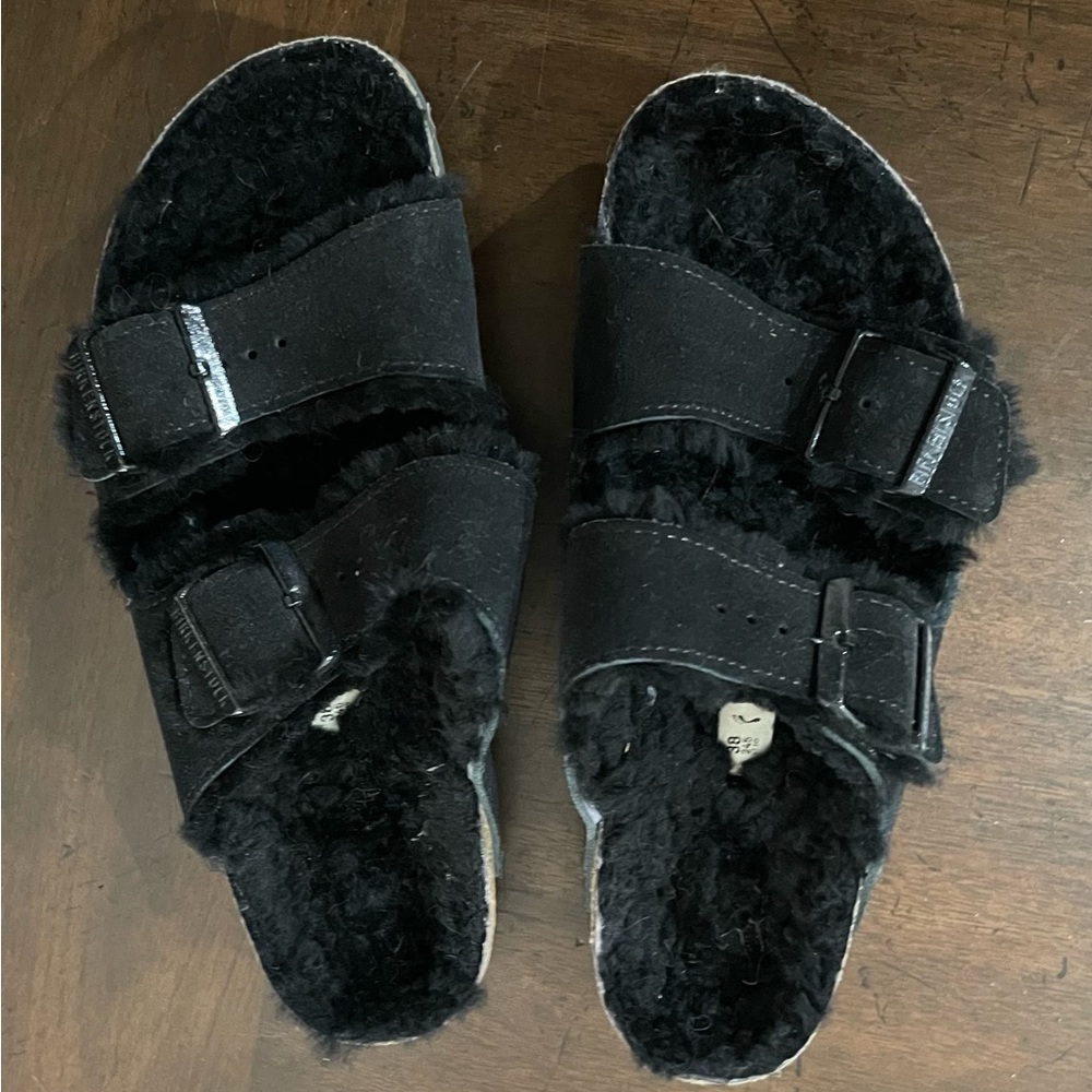 Birkenstock Arizona Shearling Suede Black size 7